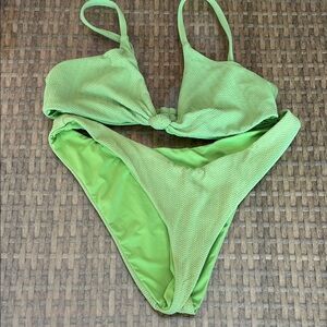 Dippin Daises Lime Green Textured Bikini Set Medium